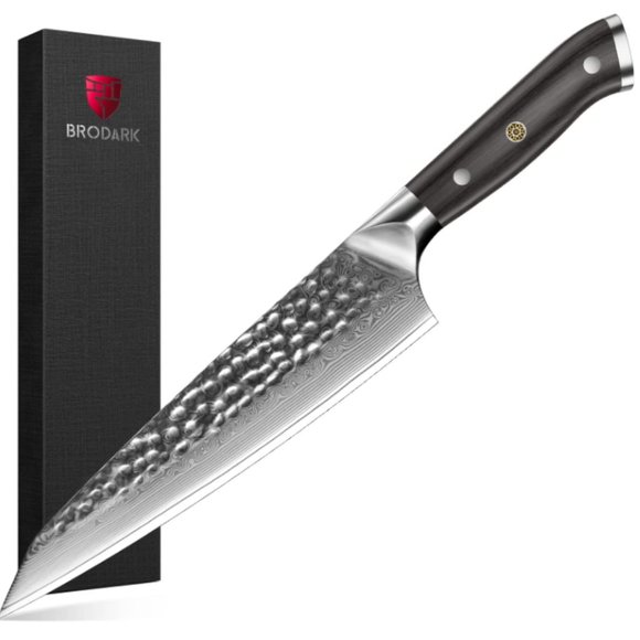 DAMASCUS STEEL "DUO" - VG10 STEEL - JAPANESE STYLE KNIVES w/ HAMMERED TEXTURE - Picture 8 of 14